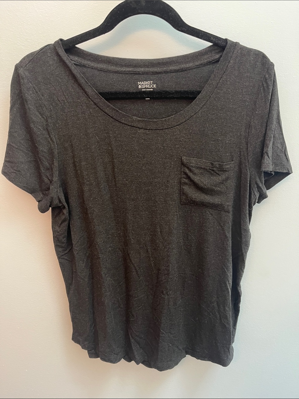 Market & Spruce Charcoal Short Sleeve Pocket Tee